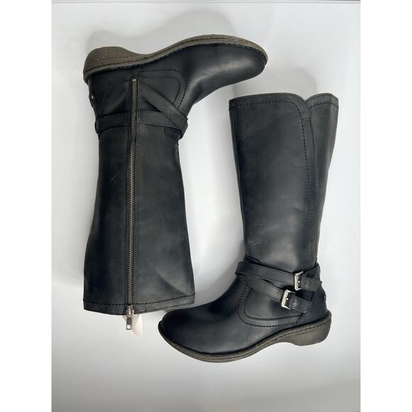 Womens UGG Rosen Tall Buckle Strap Black Leather Tall Boots Size 9 - Picture 5 of 12